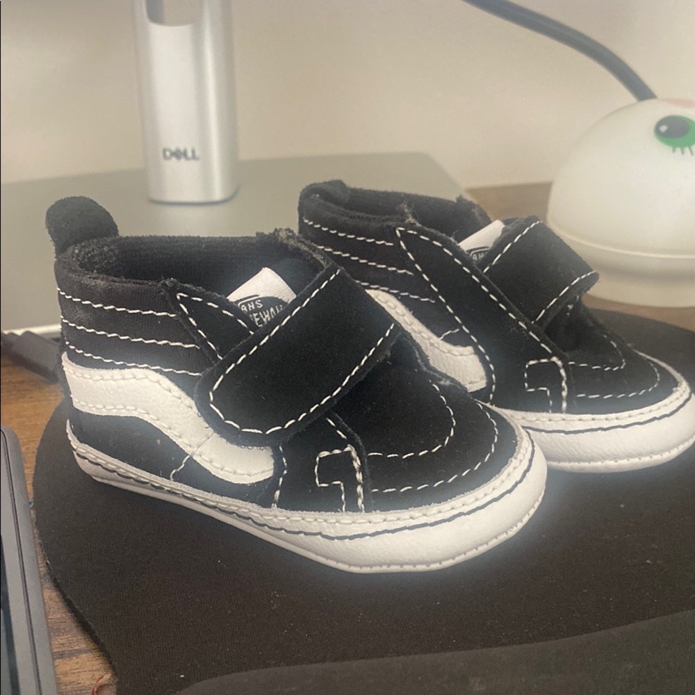Infant Vans Black and White Sneakers with Velcro Straps